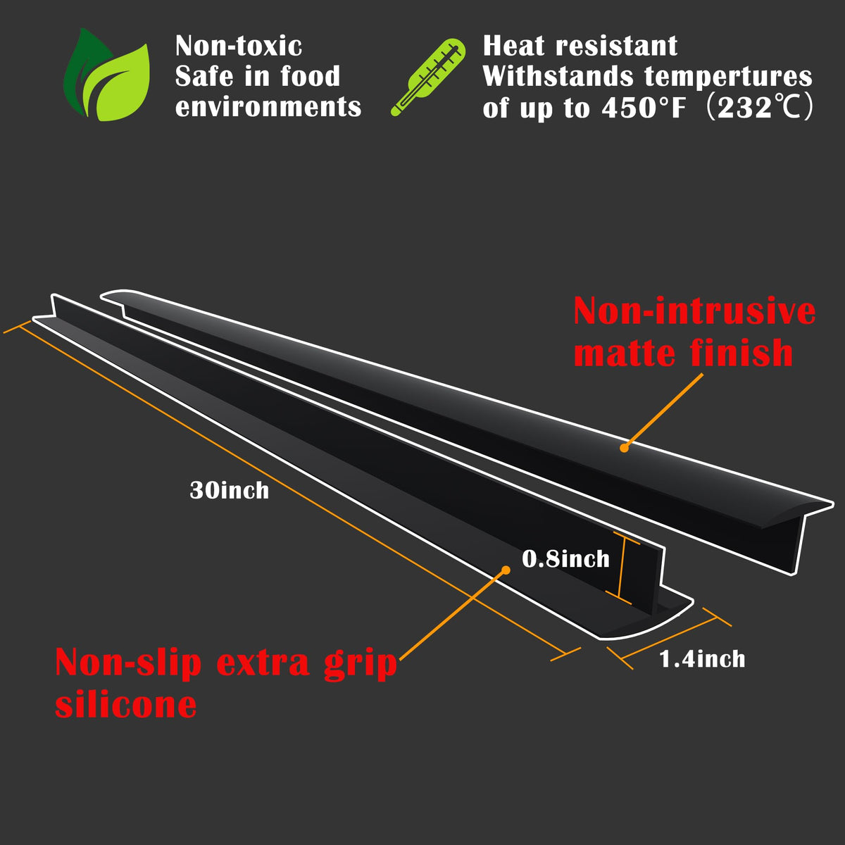 KindGa Stove Gap Covers, Silicone Counter Gap Filler for Stove, 30 Inches Can Be Cut to Any Size for 0.2-1 inch Gap, Seal Spills between Appliances Countertop Furniture Stoves Ovens(Set of 2, Black)