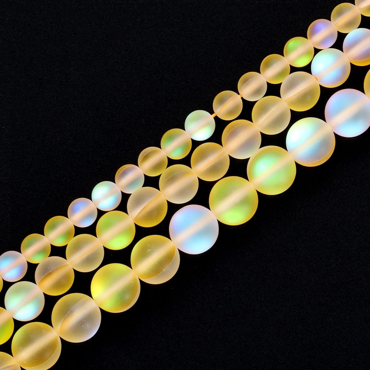 uxcell Matte Crystal Glass Beads 8mm Synthetic Frosted Shining Semi-Precious Round Loose Beads Synthetic Moonstone for Jewelry Making DIY Bracelet, Yellow