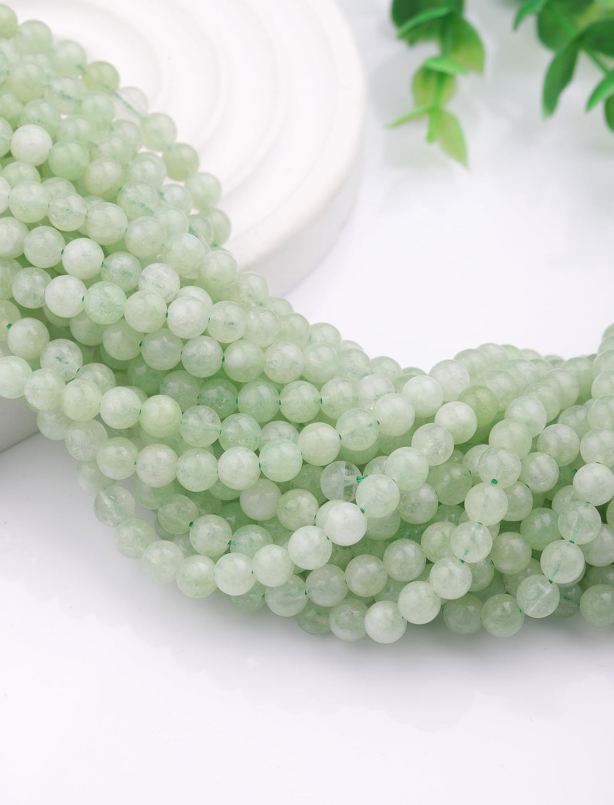 6mm Natural Stone Beads 65pcs Green Burmese Jade Polished Round Smooth Crystal Loose Gemstone Beads for Jewelry Making DIY Bracelet Necklace Earring Crafts Supplies