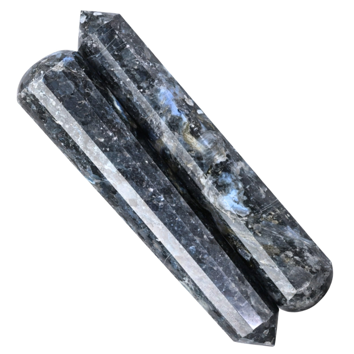 Amazing Gemstone Larvikite Crystal Wand Massage Stick - Pelvic Wand Gua Sha for Adults - Crystals and Healing Stones Massage Wands for Adults Gifts (Pointed)