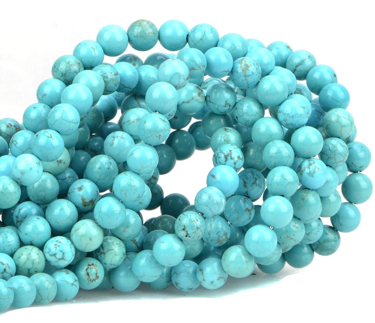 100Pcs Natural Crystal Beads Stone Gemstone Round Loose Energy Healing Beads with Free Crystal Stretch Cord for Jewelry Making (Turquoise, 8MM)