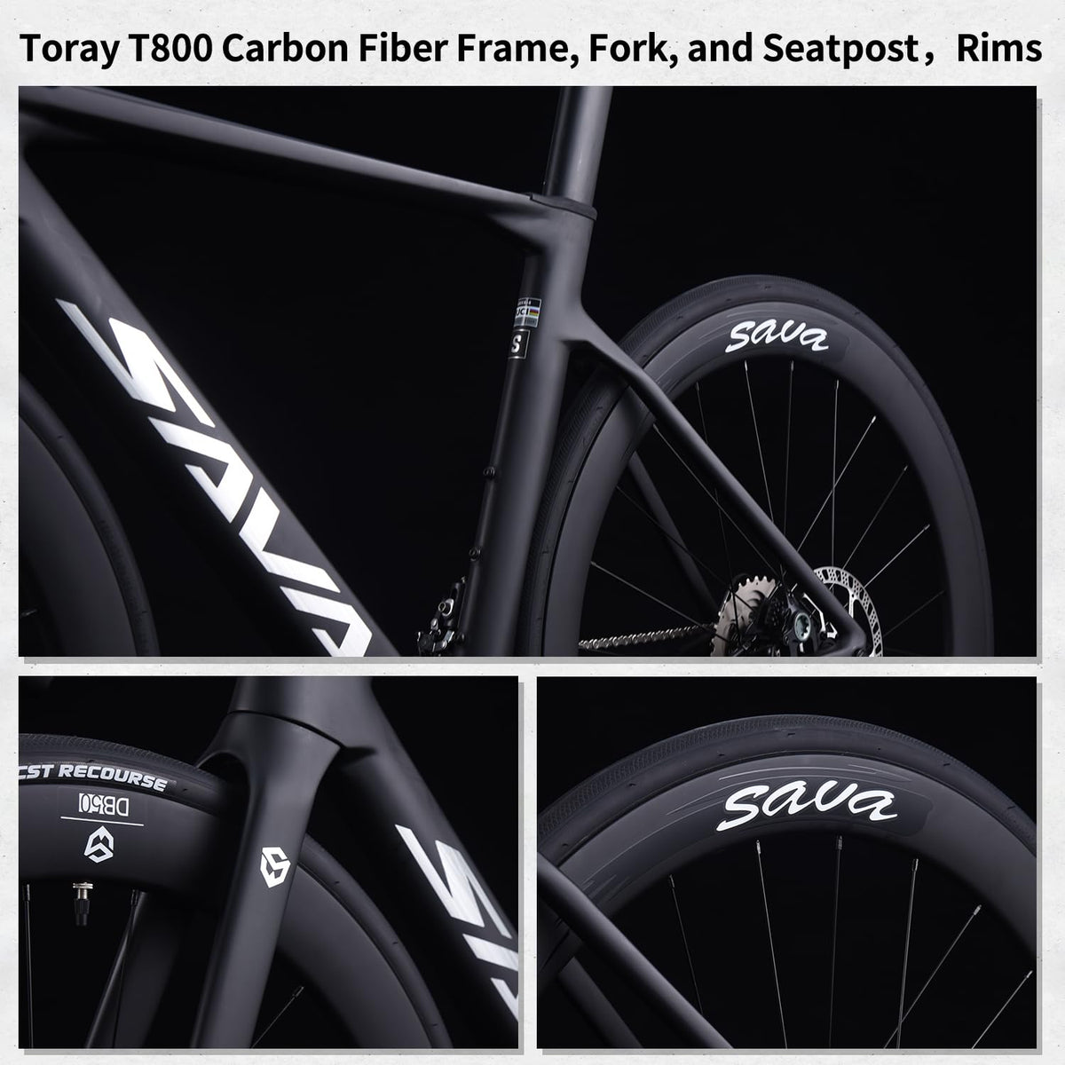 SAVADECK A7L Carbon Road Bike, T800 Carbon Fiber Frame 700C Racing Bicycle with Shimano 105 R7100 24 Speed Groupset and Hydraulic Disc Brake, Ultra-Light Carbon Bike for Man and Women(Black,47cm)