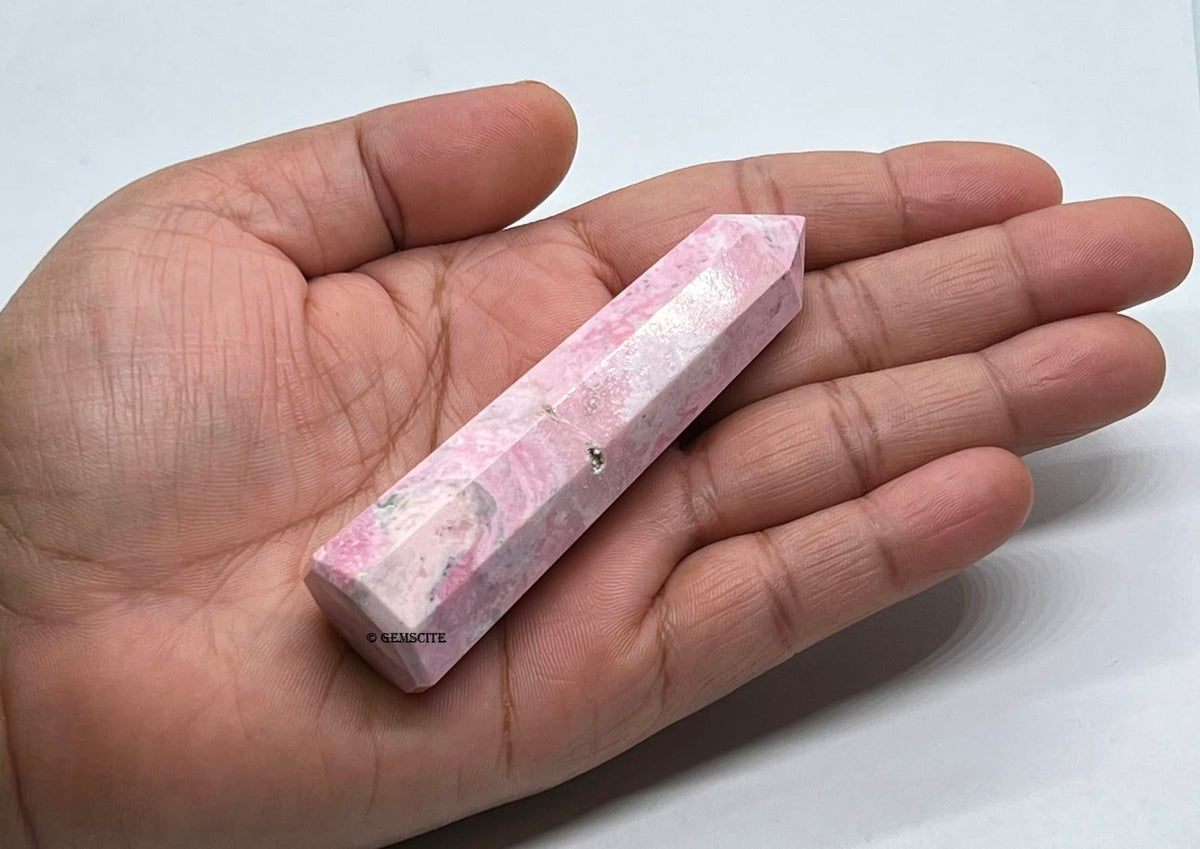 WholesaleGemShop 3 Inch (70 mm) Gemstones RHODOCHROSITE Obelisk Tower Jumbo Facet Aura Rock Crystal Natural Polished Earth Wand Spirit