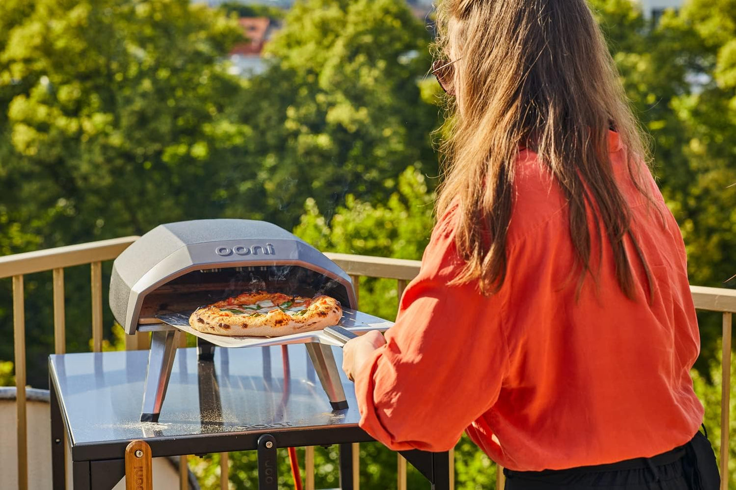 ooni Medium Modular Outdoor Table - 31x22x35 Inch Stainless Steel Pizza Oven Stand, Barbecue Cart, Outdoor Pizza Station