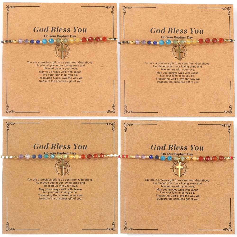 Opalencian 7 Chakra Cross Healing Crystal Beaded White Adjustable Bracelets for Women Dainty Energy Stone Beads Friendship bracelet,Handmade Fashion Charm Jewelry Gifts
