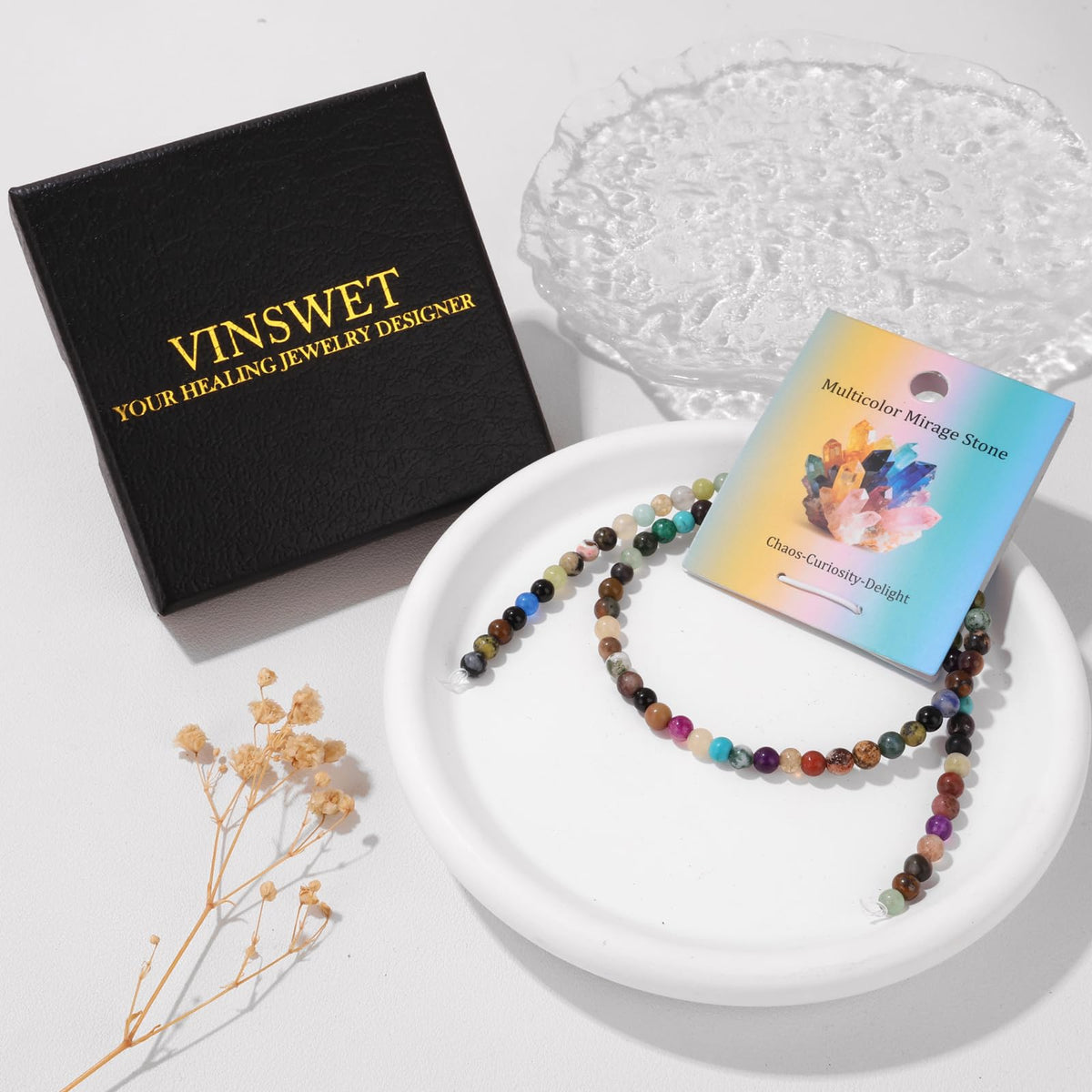 Vinswet 90pcs 4mm Multicolor Natural Stone Beads Round Genuine Real Stone Beading Loose Gemstones DIY Smooth Bead for Bracelet Necklace Earrings Jewelry Making