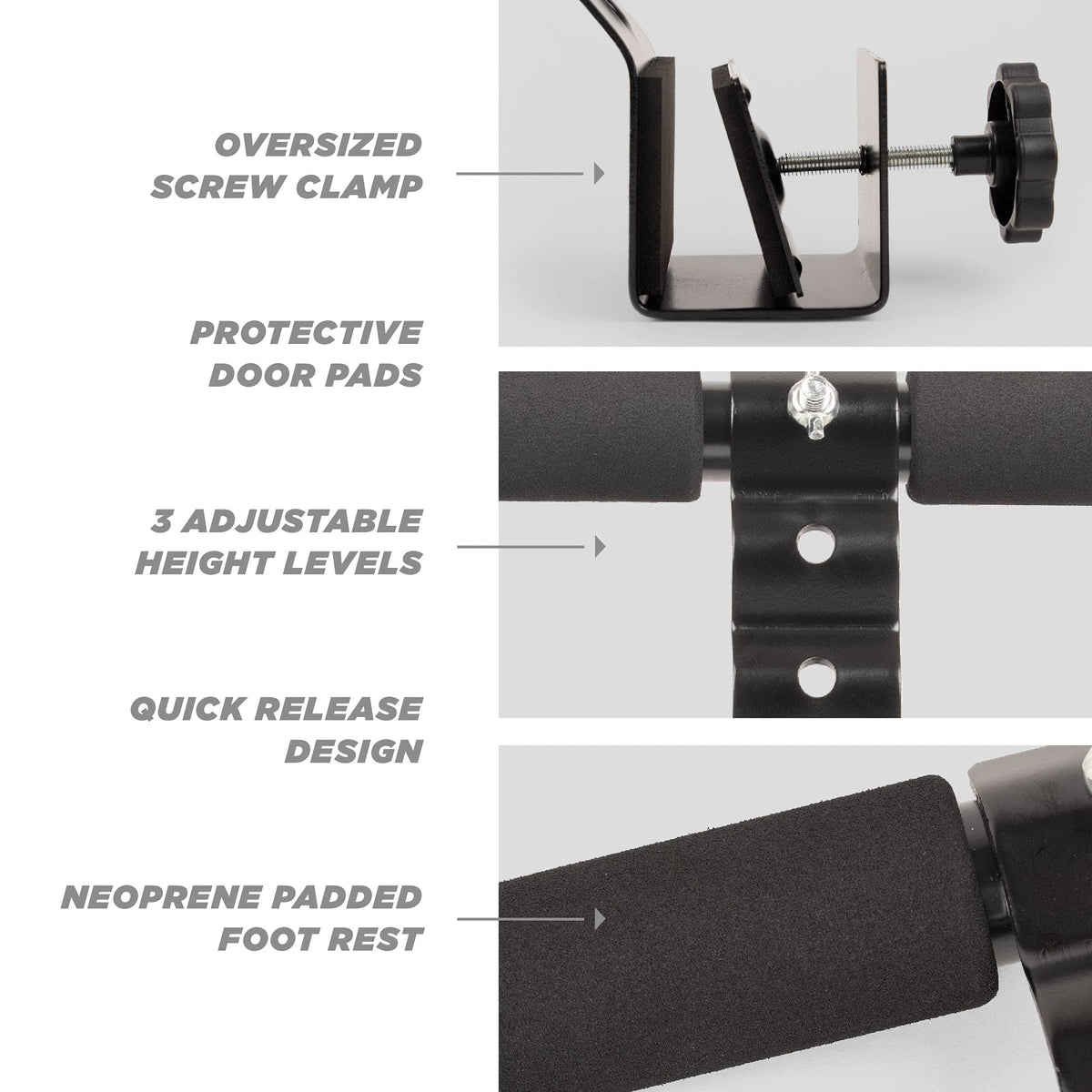 Phoenix Fitness RY848 Unisex Door Sit-Up Bar - Doorway Sports Crunch Bar for Abdominal Exercises Adjustable Levels and Padded Ankle Bar, Black, M