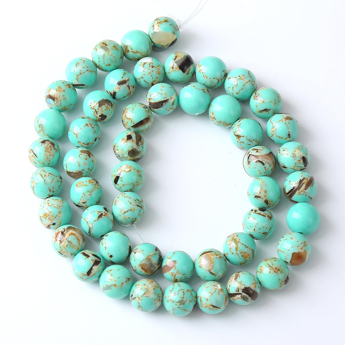 6MM 60PCS Peacock Blue Shell Turquoise Spacer Loose Beads for Jewelry Making DIY Bracelet Necklace