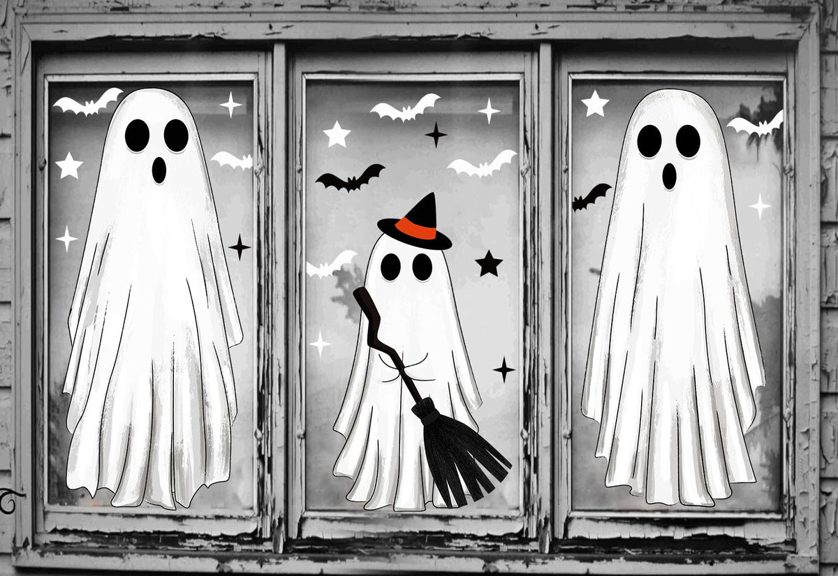 Large Halloween Window Clings Ghosts Silhouette for Glass Window Ghosts Window Stickers Decals Decorations