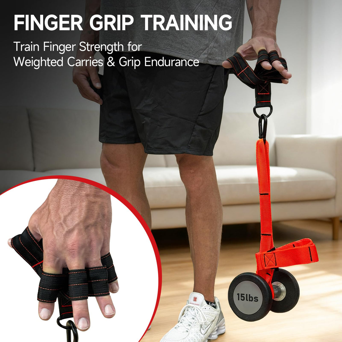 FitBeast Pull Up Ball Grips & Finger Straps Set – Grip Balls for Dead Hangs, Pull Ups, Climbing & Home Gym Training (Red)