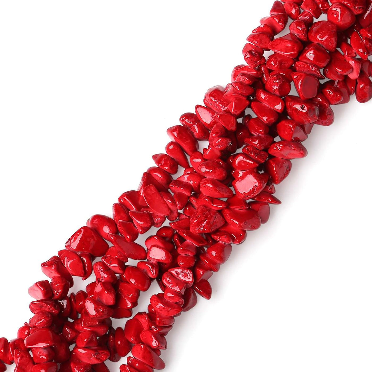 LAIDANLA Red Turquoise 400pcs Natural Chip Stone Beads 5-8mm Healing Crystal Irregular Gemstones Drilled DIY Loose Rocks Bead Crystal for Bracelet Earrings Necklace Jewelry Making Crafting