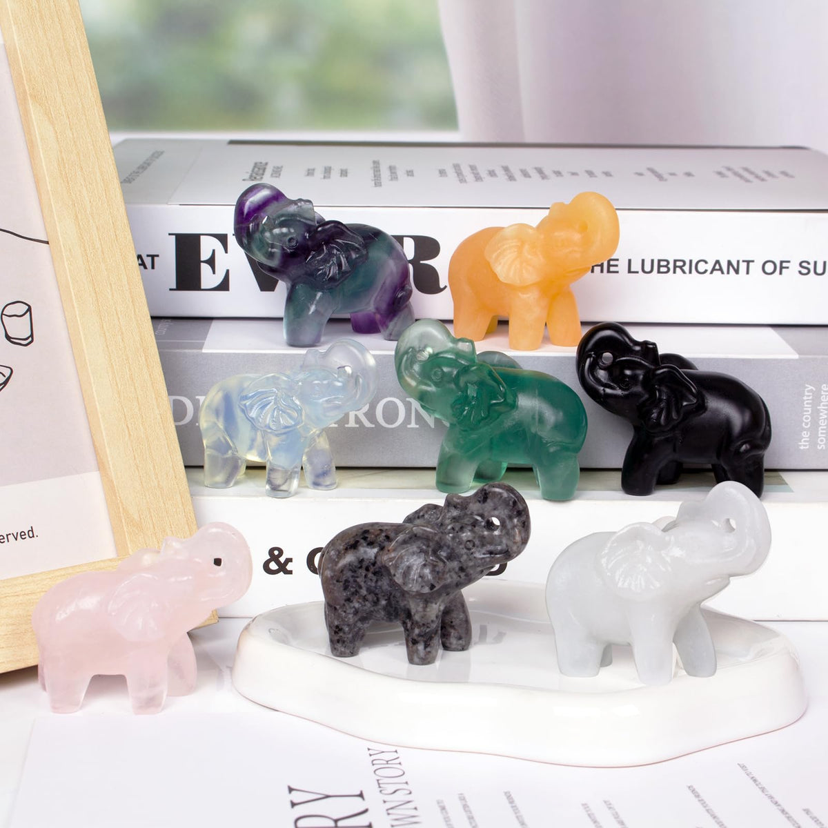 Hguxmcu 2 Inch Yellow Jade Crystal Elephant Sculpture Handcrafted Healing Stone Animal Figurine Spiritual Home Decor Lucky Charm Gift for Wealth Success Positive Energy and Meditation Lovers