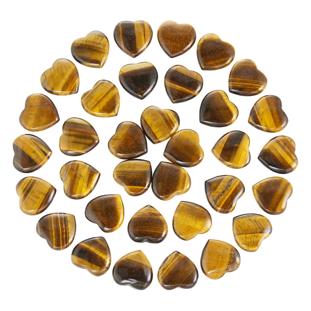 Namzi 20 Packs of Tumbled Polished Natural Tigers Eye Crystals Heart Stones, Crystals and Healing Stones Quartz Bulk for Wicca, Reiki, Healing Energy, Chakra Stones, Witchcraft Supplies