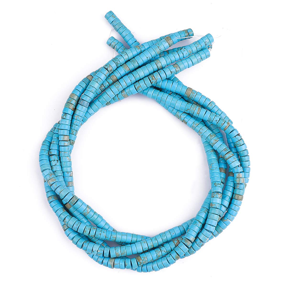 BEADIA Natural Blue Turquoise Spacer Beads Caps Loose Semi Gemstone for Beading Jewelry Making 6mmx3mm 38cm