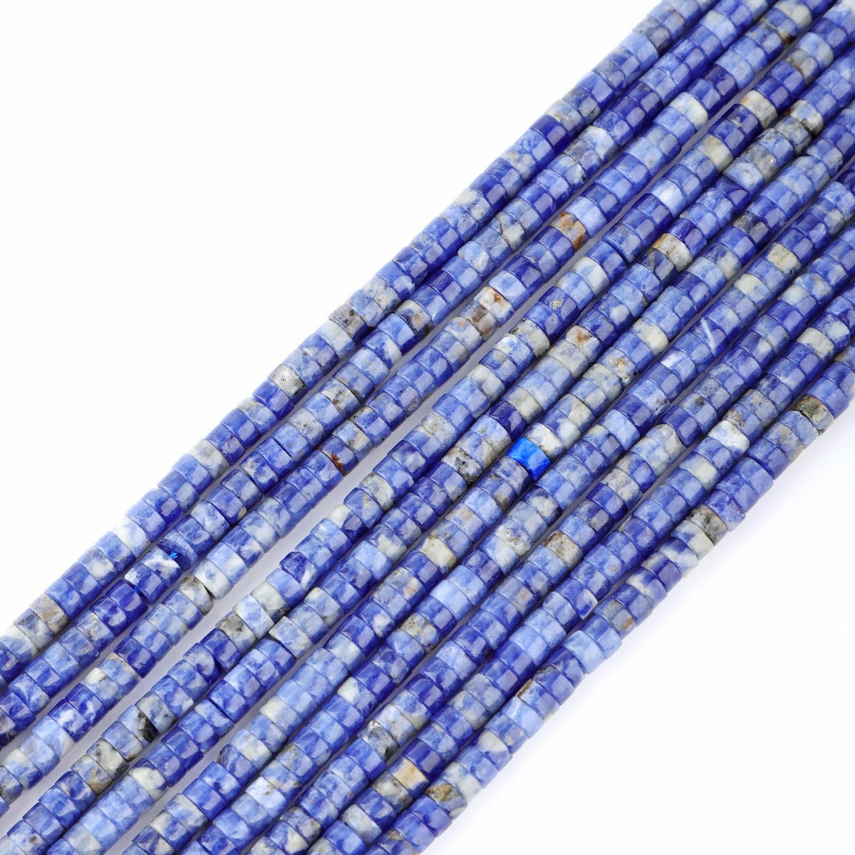 Natural Blue Sodalite Heishi Spacer Beads Loose Semi Precious Flat Round Gemstone Disc Shape Stone for Beading Jewelry Making 4x2mm 15.5"