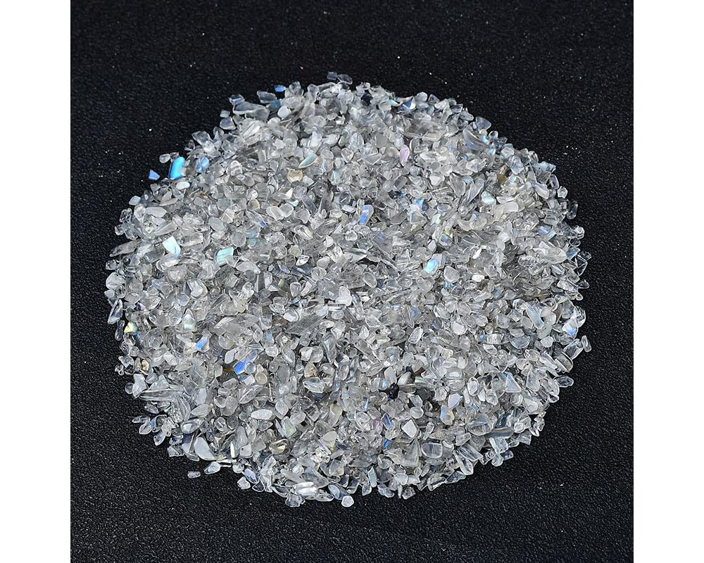 1 lb Small Natural Moonstone Tumbled Chips Crushed Gemstones Healing Crystals for Home Decoration, Jewelry Making, Fish Tank, Garden, Vase, Plant, Reiki