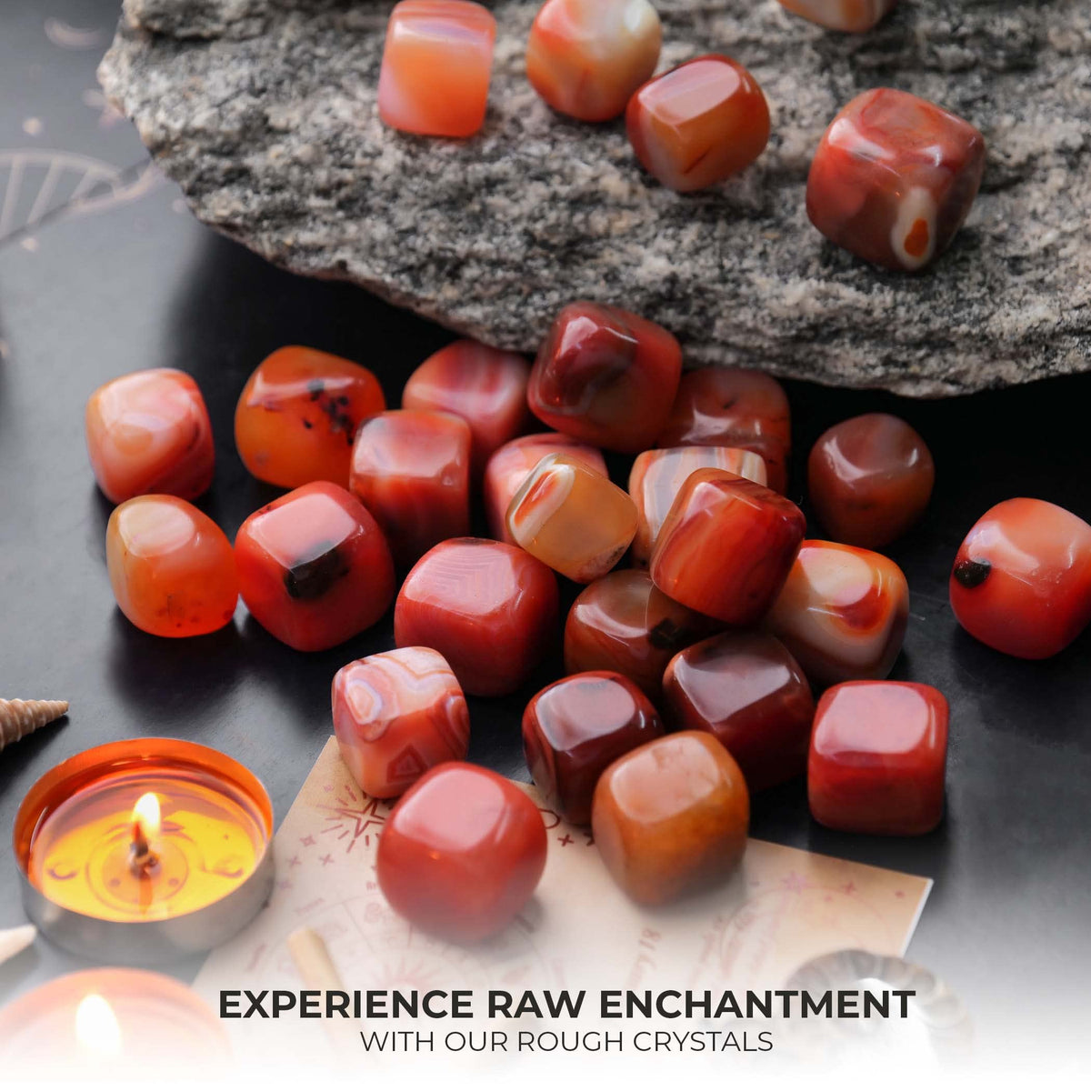 Carnelian Bulk Healing Stones - Tumbled Stones and Crystals Bulk - Bundle of Crystals - Polished Rocks - Crystals for Witchcraft - Stones for Jewelry Making - Crystal Kit