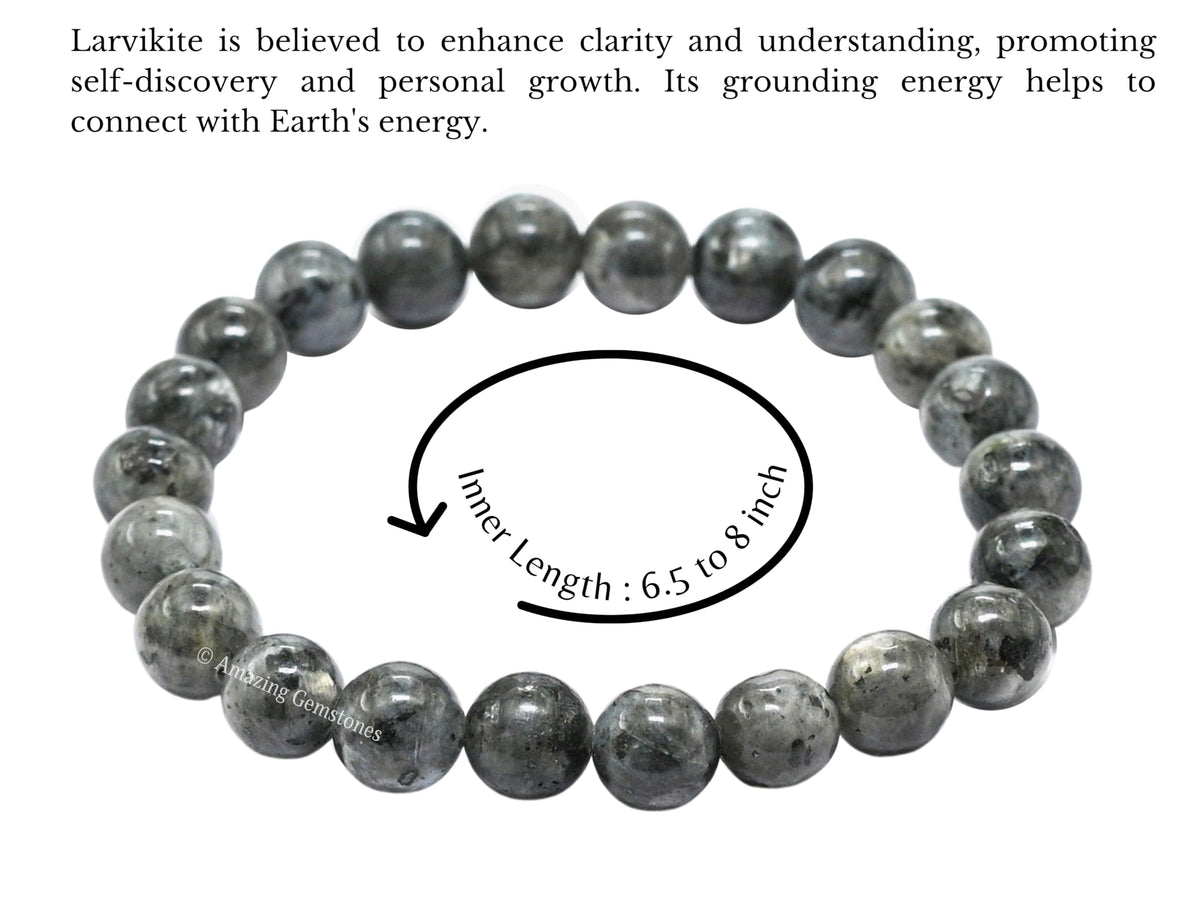 Amazing Gemstone Crystal Bracelet for Women Men's Gifts - Protection Healing Crystal Bracelet - 8mm Gemstone Beaded Stretchable Bracelet Pulseras Para Hombres Mujer Stocking Stuffers Mothers Day Gift (Larvikite)