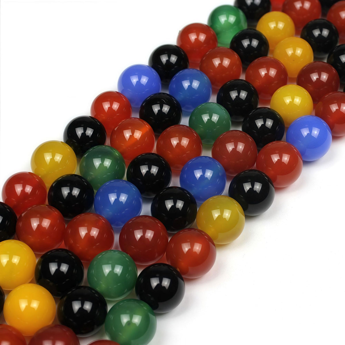 MJDCB AAA Natural Multicolor Agate Beads Round Colorful Stone Energy Healing Beads for DIY Necklace Bracelat Jewelry Making Strand 15" (4mm)