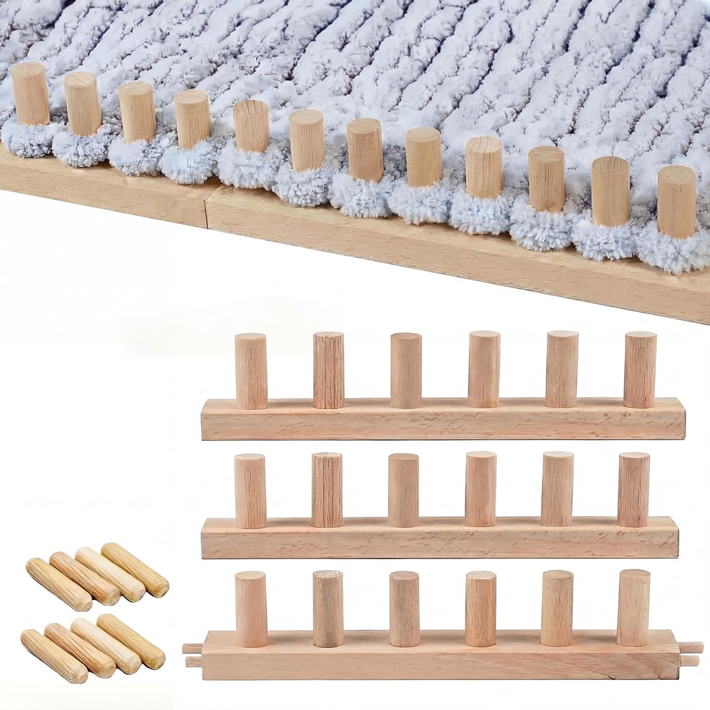 46 Inch Chunky Knitting Blanket Loom - Wooden Knitting Loom Frame for Hand, Thick Yarn Knitting Tools for Beginner, Foldable and Portable Chunky Blankets Extra Large Loom