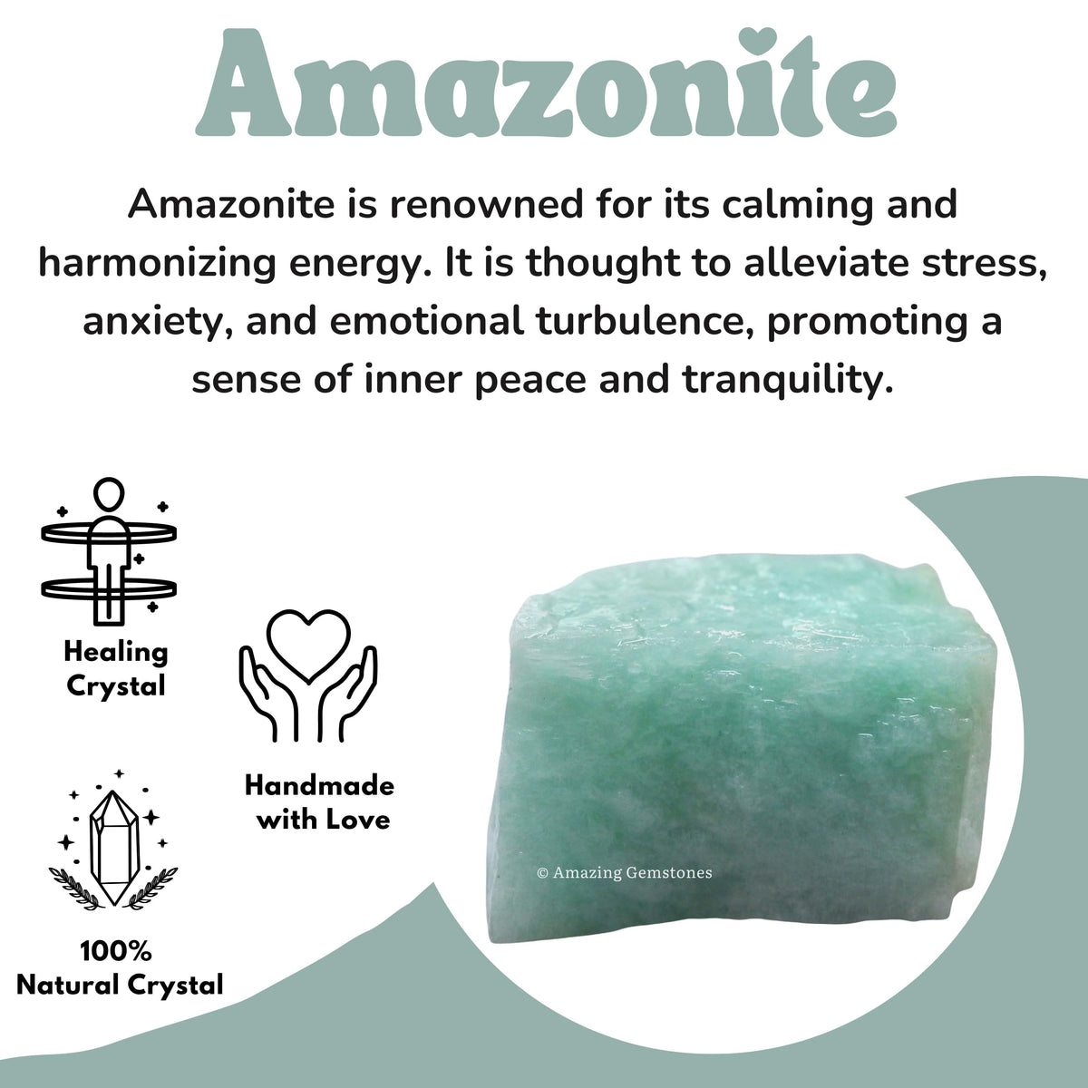 Amazing Gemstone Amazonite Raw Crystals and Healing Stones, Natural Rocks for Tumbling and DIY Raw Stones and Crystals (1 Piece)