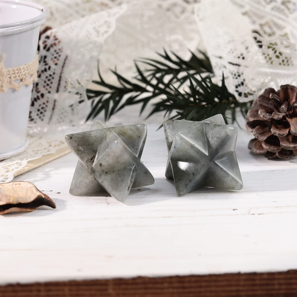 Loveliome Natural Moonstone Merkaba Crystal Protection Sacred Meditation Energy Generator Healing Chakra Six-Pointed Star 1 Inch