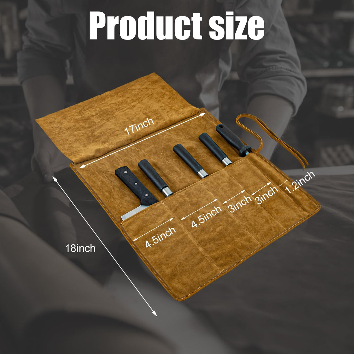 Genuine Leather Knife Roll, Knife Bags for Chefs Professional, Small Chef'S Knife,Knives Holders Protectors with 5 Slots