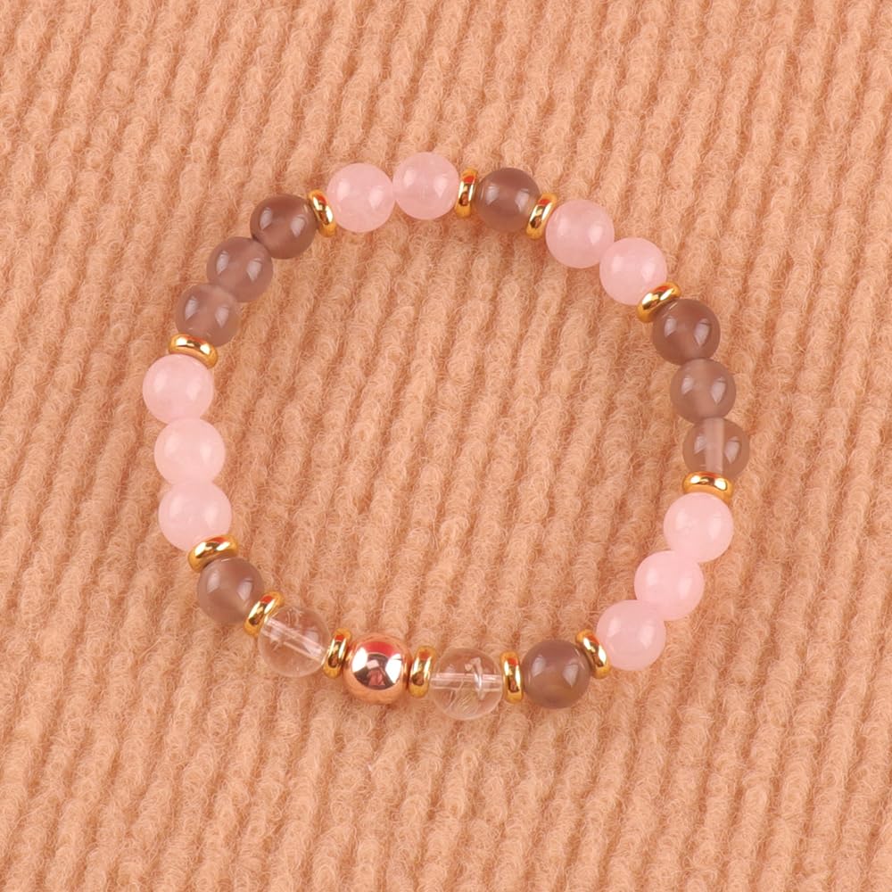KSQS Healing Stone Bead Bracelet for Women, Natural Gemstones Balance Protection Bracelet, Spiritual Crystal Beads Bracelet Anxiety Relief with Meaning Card(#13)