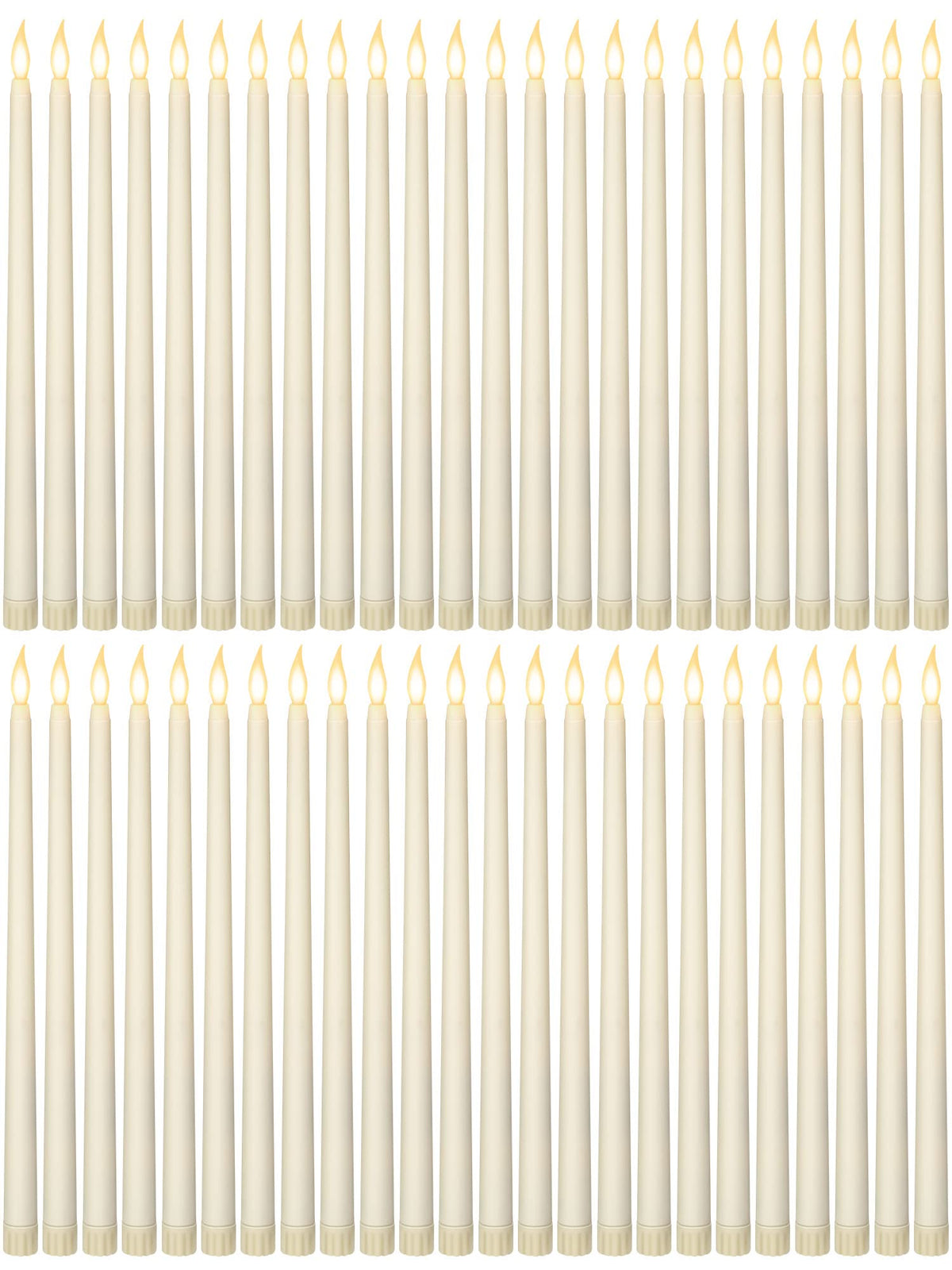 Funtery 48 Pcs Flameless LED Taper Candles Battery Operated Candles Bulk Realistic LED Candlesticks Flickering for Wedding Church Graduation Party Home Decor(Ivory,Classic Style)