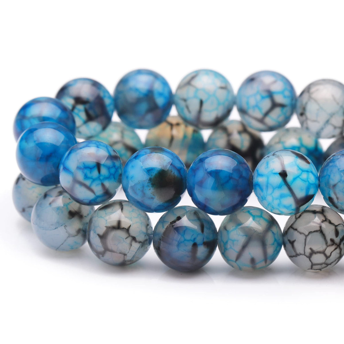 Youngbling Natural Gemstone Beads for Jewelry Making,8mm Dragon Vein Agate Polished Round Smooth Stone Beads for Bracelet Necklace 15 Inch