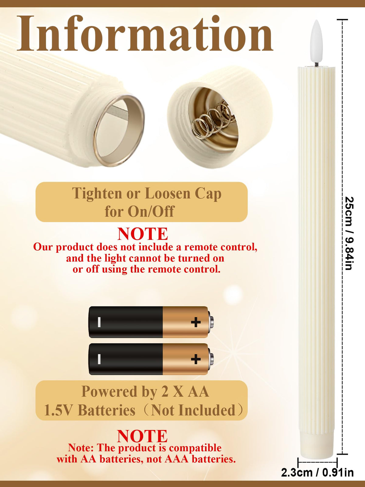 Retisee 30 Pcs 10 Inch Flameless Taper Candles LED Candles Bulk Battery Operated Taper Candle Flickering LED Candlesticks for Valentines Birthday Wedding Party Decor (Elegant Style,Ivory)