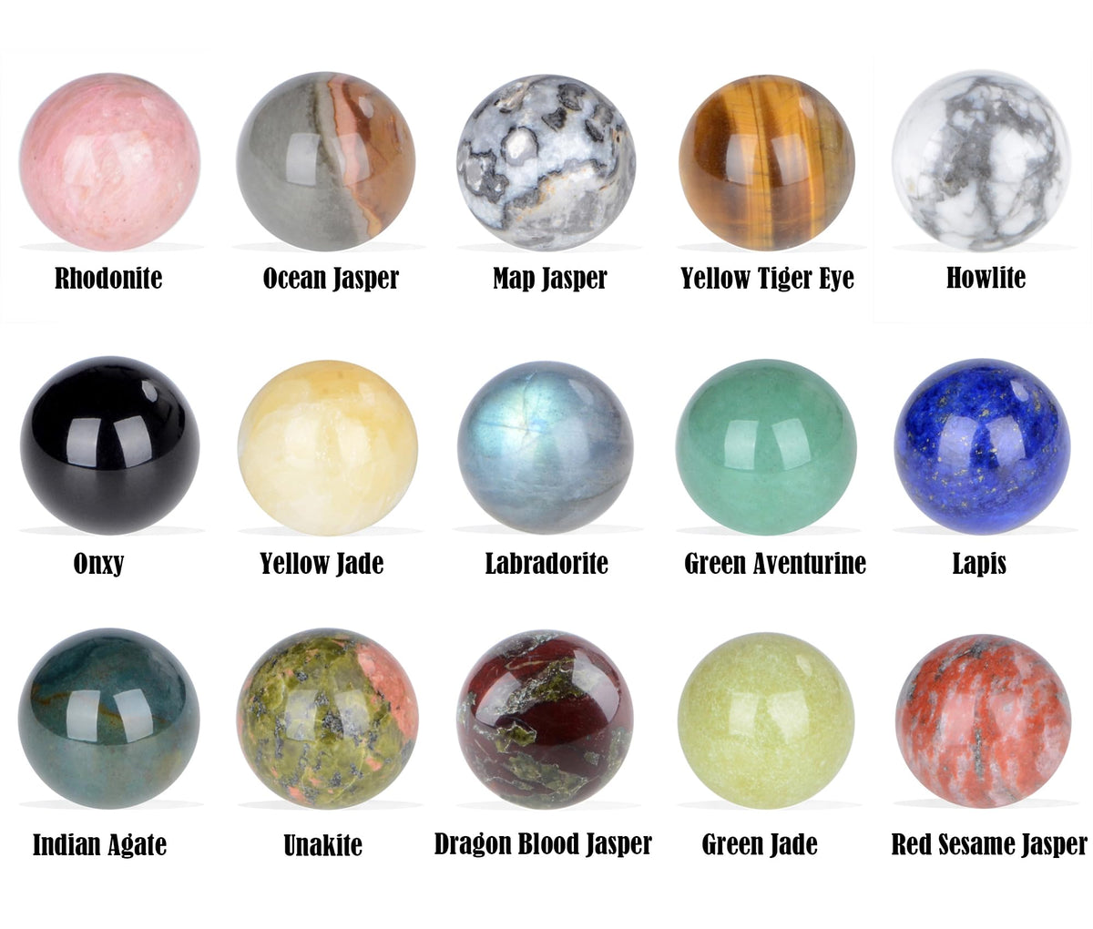 LPbeads 20mm 15pcs Natural Gemstone Polished Sphere Healing Crystal Rocks Ball Mineral Collection Decoration Kit