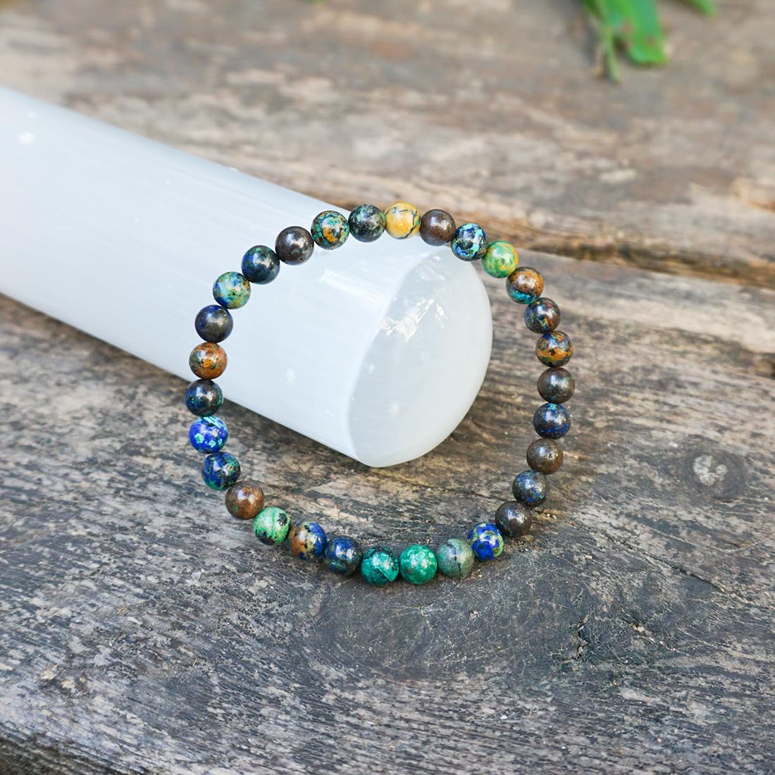 Genuine 6mm Azurite Bracelet - Handmade Natural Blue Crystal Beads Jewelry with Soothing Energy for Women & Men