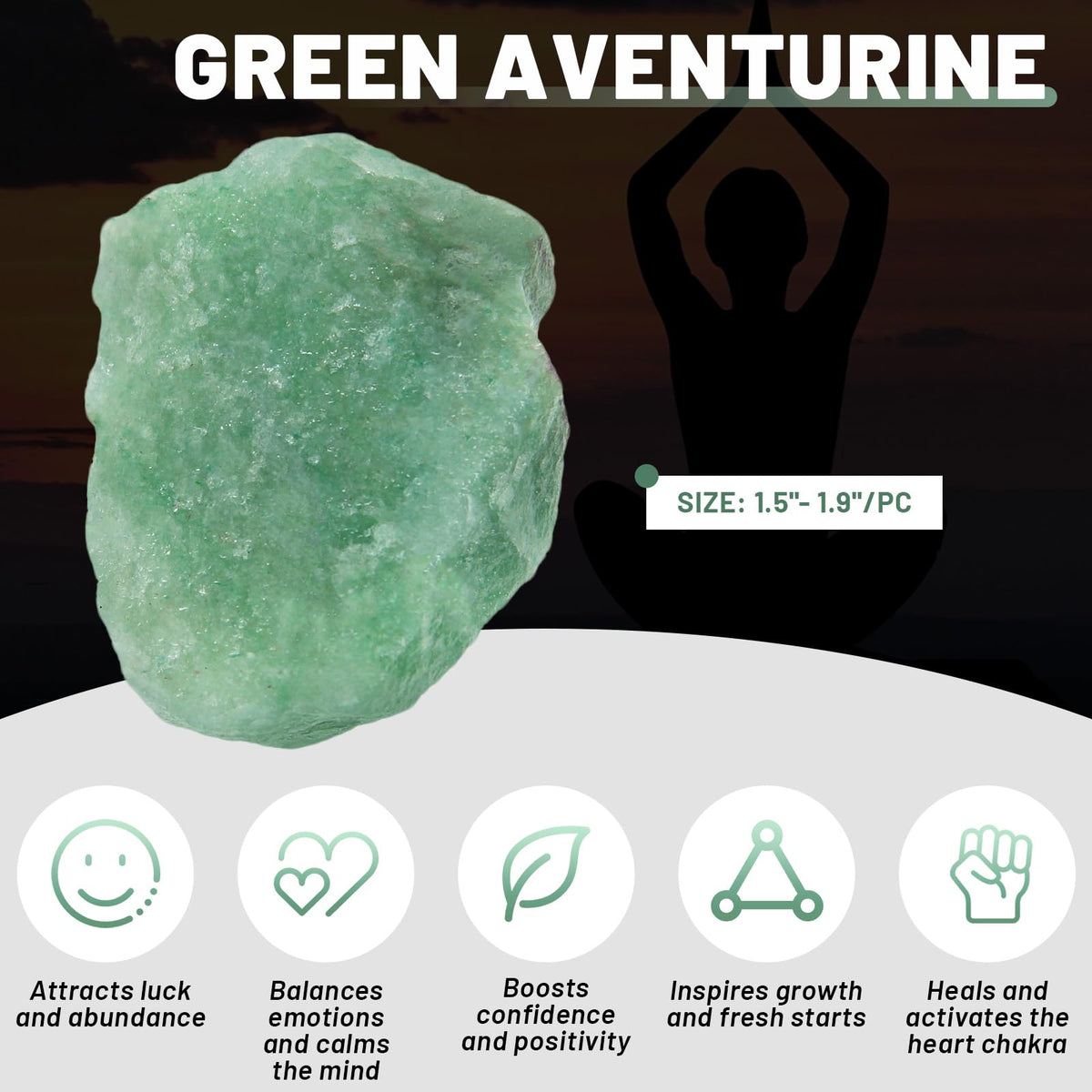 Orientrea Raw Green Aventurine Rough Crystal with Clear Quartz, Natural Green Aventurine Crystal and Healing Stones for Tumbling, Decoration, Polishing, Wire Wrapping, Wicca & Reiki 2PCS