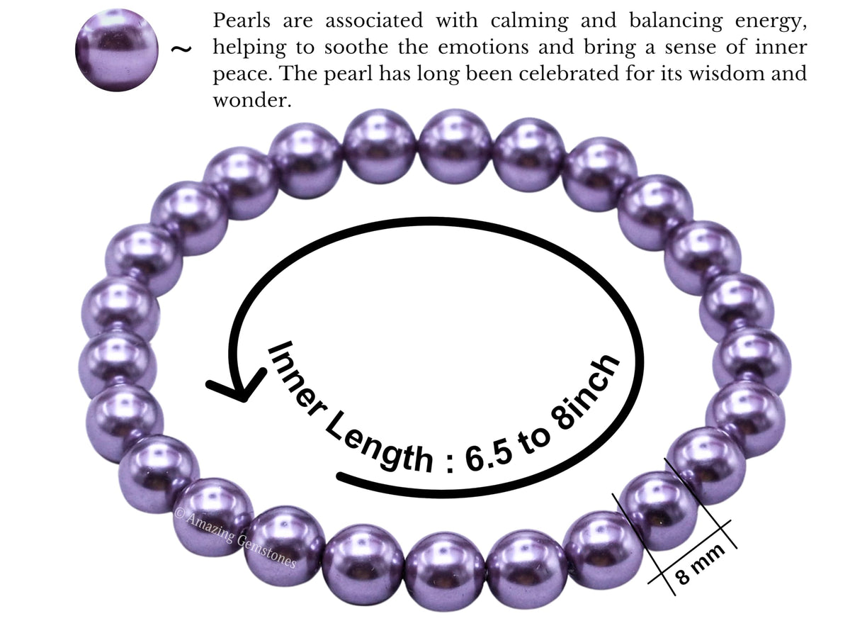 Amazing Gemstone Crystal Bracelet for Women Men's Gifts - Protection Healing Crystal Bracelet - 8mm Gemstone Beaded Stretchable Bracelet Pulseras Para Hombres Mujer Stocking Stuffers Mothers Day Gift (Lavender Pearl)