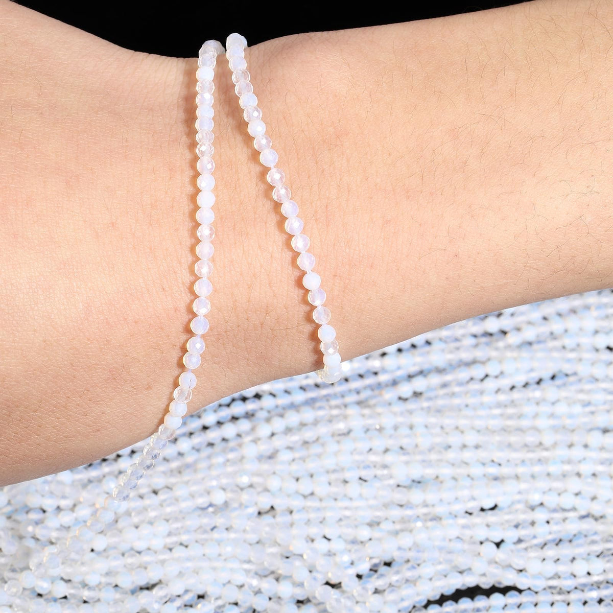 Song Xi 180pcs 2mm Natural Opal Gemstone Beads Faceted Round Loose Stone Beads for Jewelry Making (1 Strand)