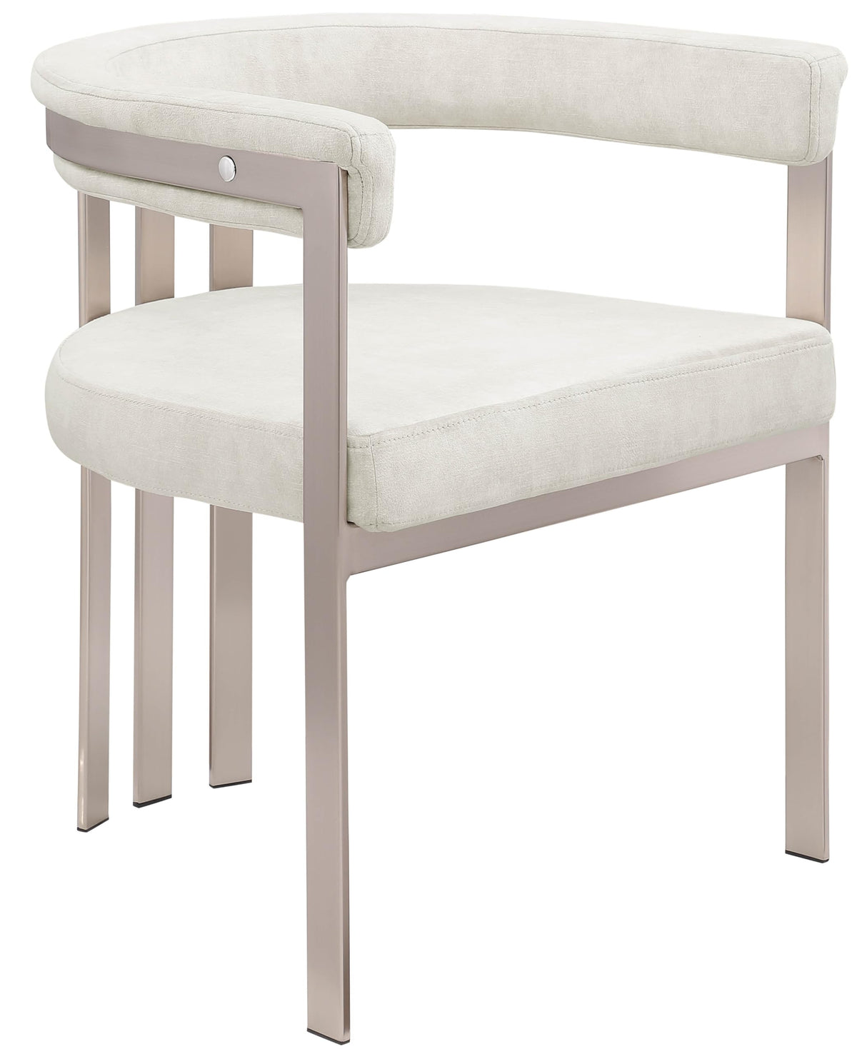 Meridian Furniture 938Stone-C Marcello Collection Modern | Contemporary Dining Chair with Soft High End Stone Colored Velvet, Brushed Chrome Iron Frame, 23.5" W x 21.5" D x 27.75" H, Stone, Set of 2