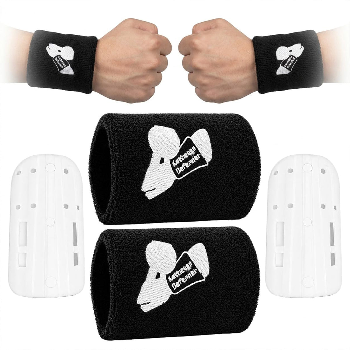 2pcs Kettlebell Wrist Guards for Men and Women, Sweat Weighted Wristbands with Insert Support, Shock-Absorbing Sleeve Protector for Sports, Weightlifting, Crossfit, Fitness Training, One Size Fits All