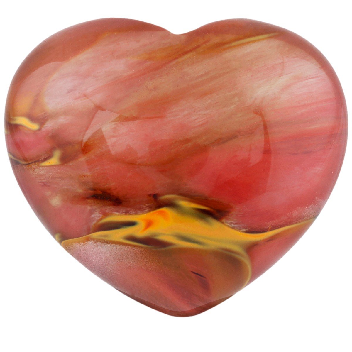 rockcloud Healing Crystal 1.6 inches Volcano Cherry Quartz Heart Love Carved Palm Worry Stone Chakra Reiki Balancing
