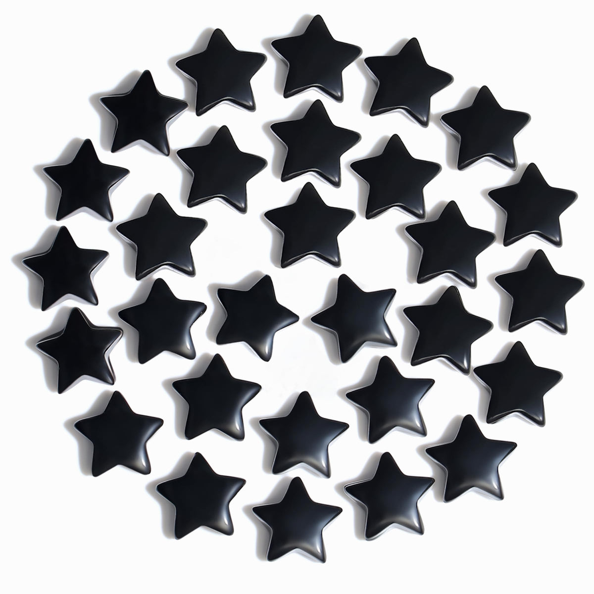 QINJIEJIE 20 PCS Black Obsidian Crystal Star Healing Stones Mini Crystals Cute Polished Pocket Stone Thumb Star Gemstones Set Bulk Wholesale Reiki Energy Balancing Halloween Witchcrafts Decor