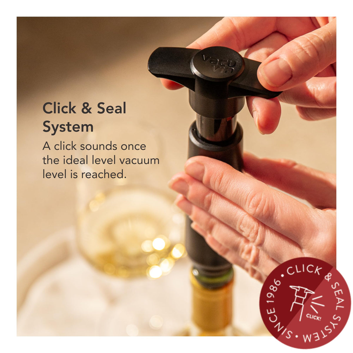 Vacu Vin Original Wine Saver with 2 Vacuum Bottle Stoppers – Wine Preserver Pump for Red or White Wine – Manual Air Remover System – Airtight Seal – Keep Wine Fresh Longer – Black