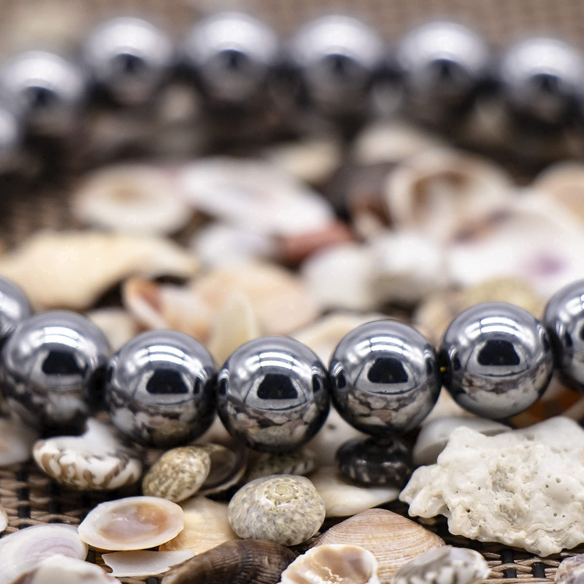DAZCOLO 8mm Natural Gemstone Stretch Bracelet, Handmade Unisex Crystal Bracelets for Meditation, Yoga, Spiritual Healing & Positive Energy (Silver Hematite)