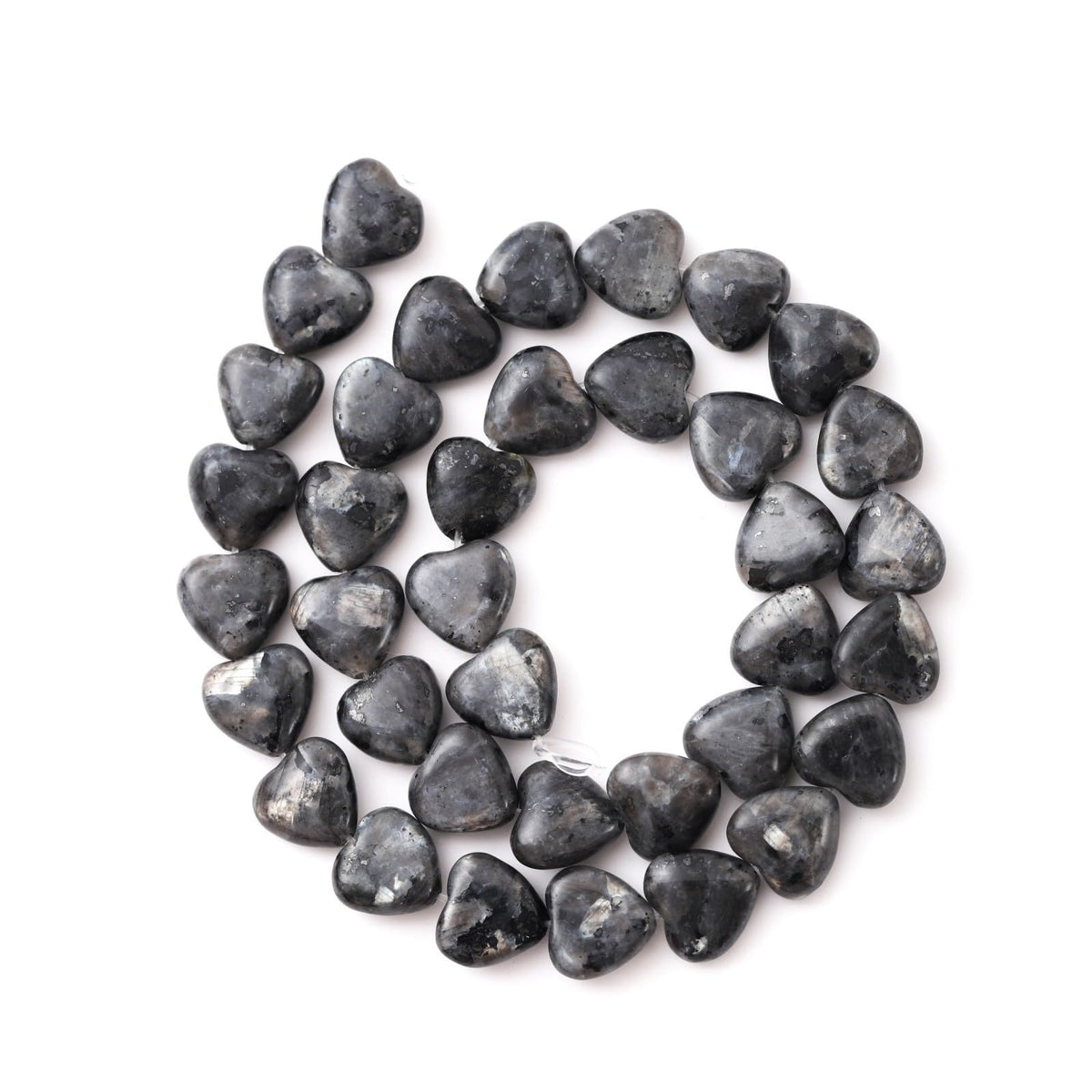 Natural Heart Shaped Black Labradorite Stone Beads 10mm Loose Crystal Healing Beads for DIY Necklace Bracelet Making Gemstone Craft Supplies