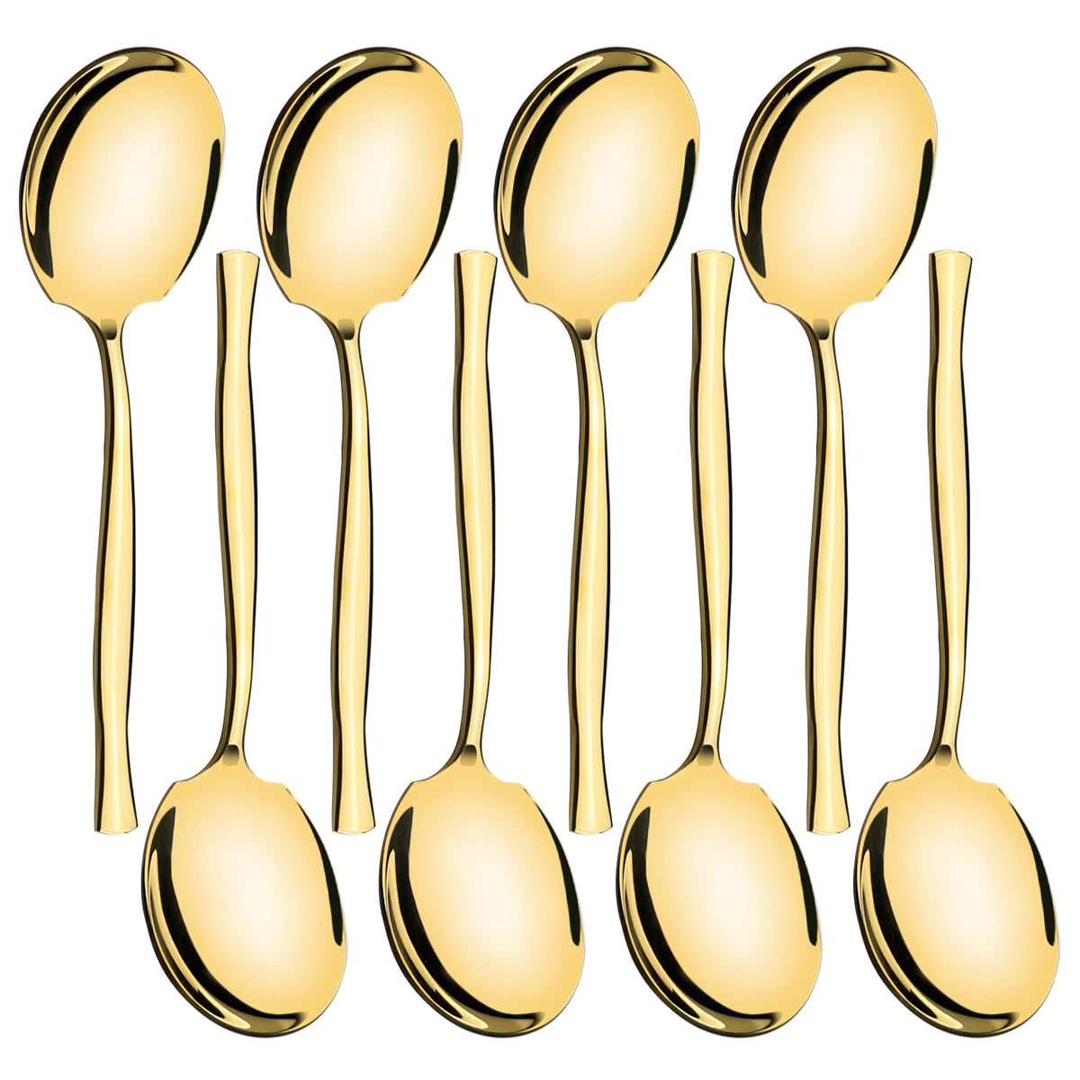 Sadstory 8 Pieces Stainless Steel Serving Spoons, Gold Banquet Serving Spoons