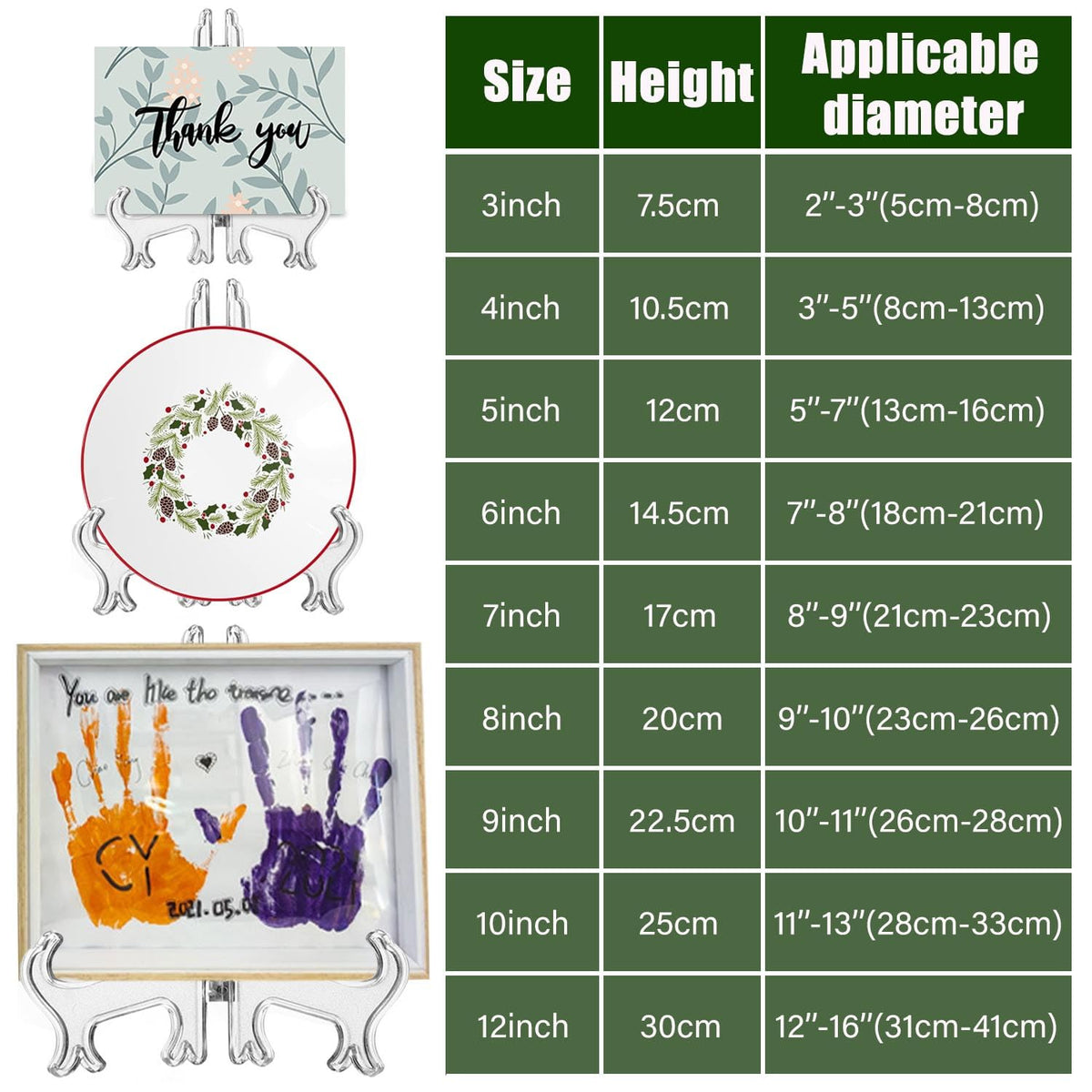 LonlyEagle 6 Pack 10 Inch Clear Plastic Easels or Stand/Plate Holders to Display Pictures or Other Items at Weddings, Plate Stands for Home Decoration, Birthdays, Tables