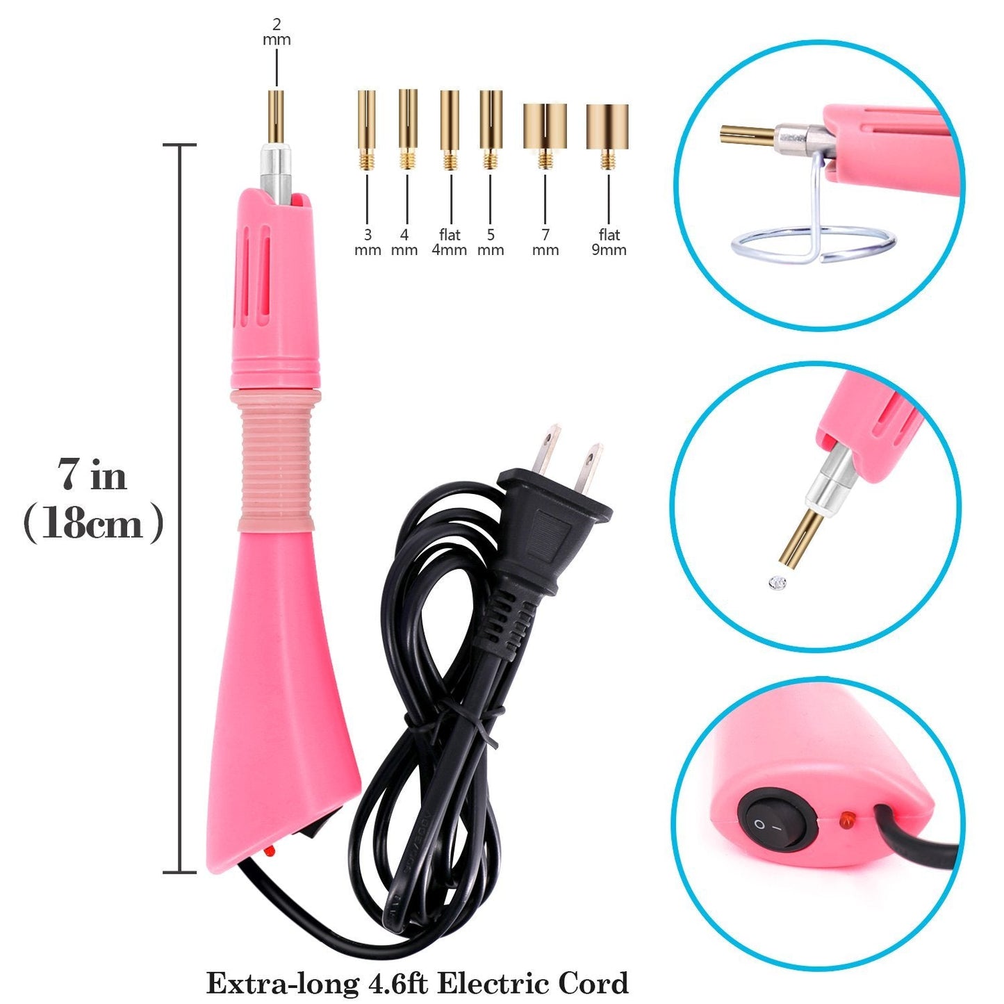 GGLTECK Hotfix Applicator Rhinestones - Hot Fixed Bedazzler Kit, DIY Hot Fix Rhinestone Applicator with 7 Different Sizes Tips, 5304 PCS Rhinestones, Tweezers Brush Cleaning Kit