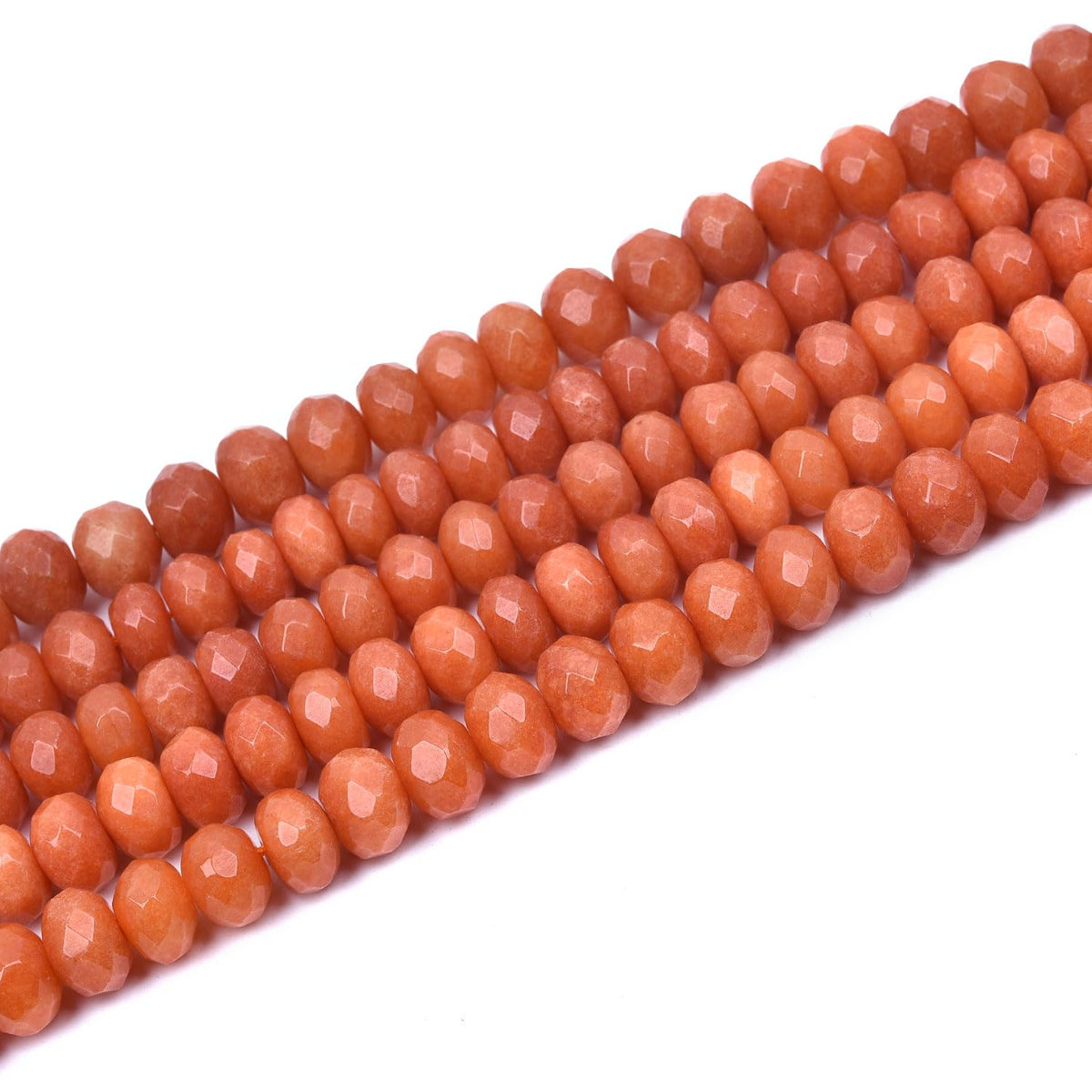 HAAMIIQII 6x9mm Orange Jade Faceted Rondelle Stone Spacer Beads, Abacus Disk Loose Gemstone Beads for Jewelry Making, DIY Bracelet, Necklace, Healing Crystal 15 Inch (57pcs)