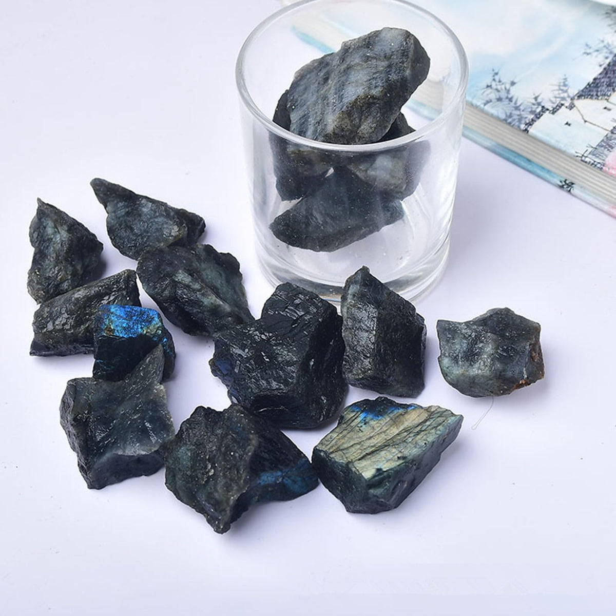 Labradorite Raw Crystals Healing Crystals Natural Rough Stones 1.2-2" for Tumbling, Fountain Rocks, Yoga, Meditation, Polishin, Gift 23