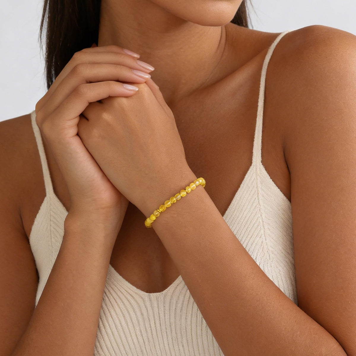 Kenailw Citrine Crystal Bracelet for Women Natural Stone Cuarzo Citrino Para Mujer Beads Bracelet Jewelry Gifts