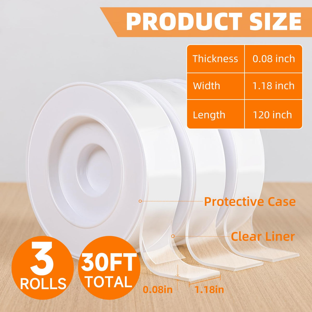 Deli Double Sided Tape Heavy Duty, Nano Tape, Double Sided Mounting Tape, Clear Adhesive Tape for Hanging Picture, Poster, Carpet, Photo Deco, 30 Feet